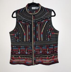 Chico's Embroidered Vest sz 10